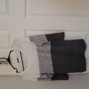 Pink Clover White and Gray Colorblock Sweater